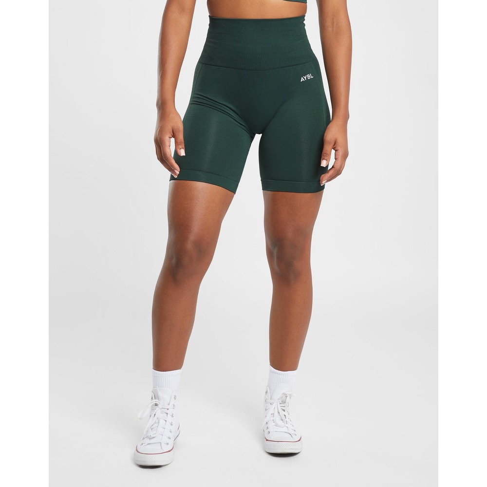 NWT AYBL EMPOWER SEAMLESS CYCLING SHORTS, Dark Green, Size Medium